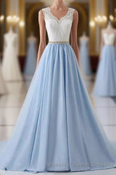 Sky Blue Long Elegant For Teens Beauttiful Semi Formal Prom Dresses